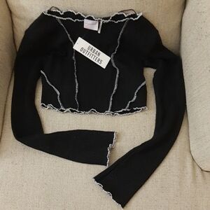 NWT Urban Outfitters Black  Crop Top with White Stitching Size XS